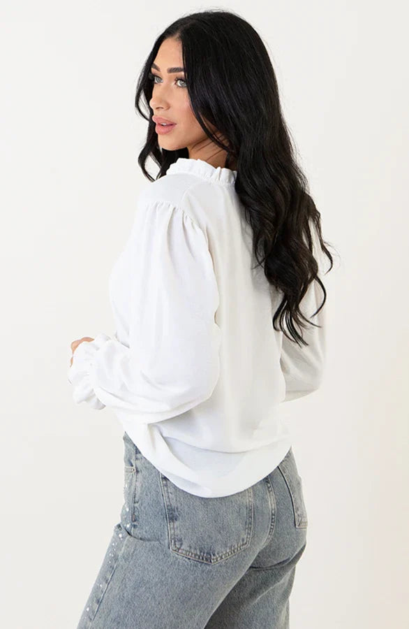 Kvinnors Blus Med Spetsdetaljer Och V-Ringning