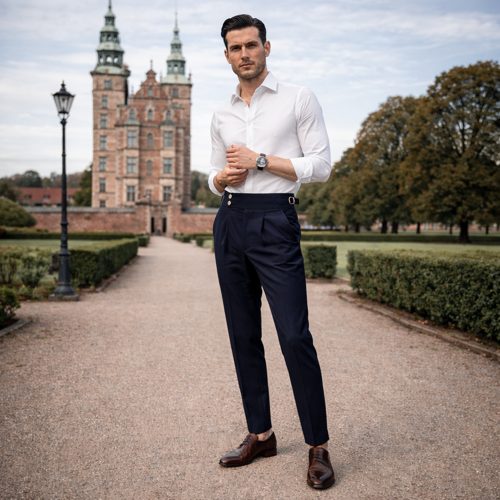 Herrbyxor Med Hög Midja, Raka Ben, Normal Passform