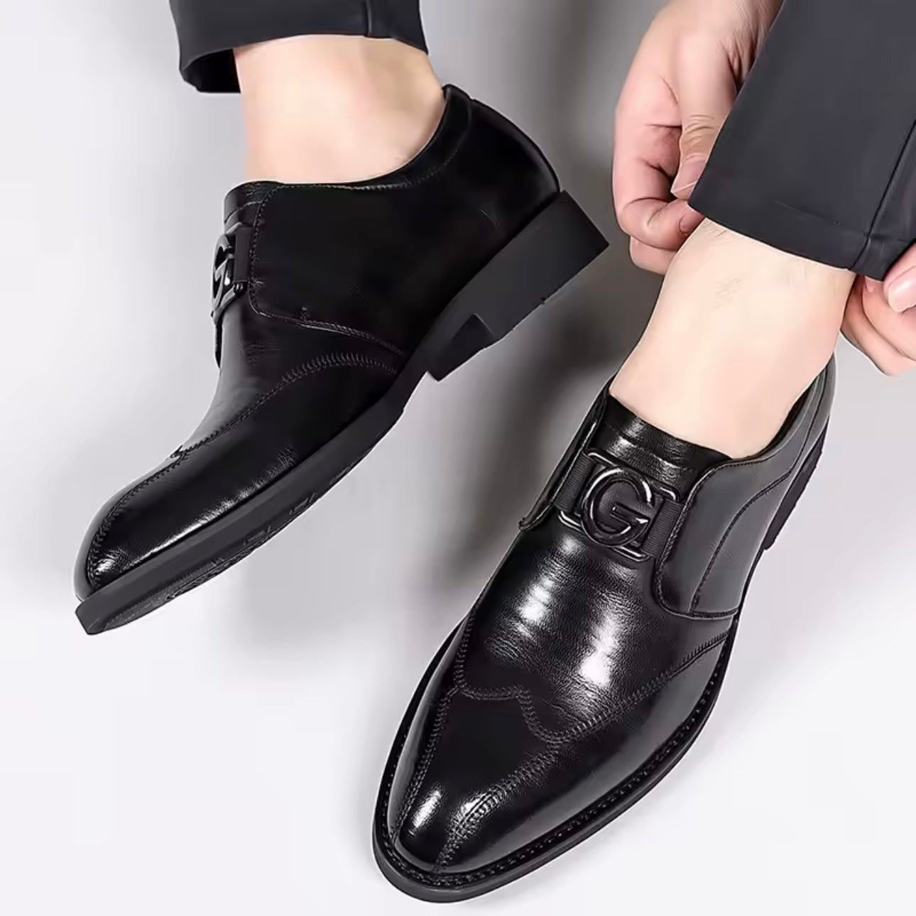 Dressade Monk Strap-Skor för Herr med Spänne och Vadderad Sula