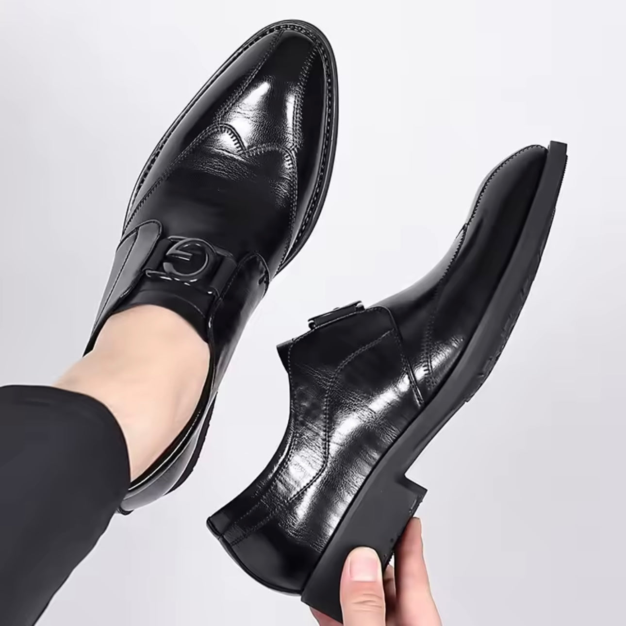 Dressade Monk Strap-Skor för Herr med Spänne och Vadderad Sula