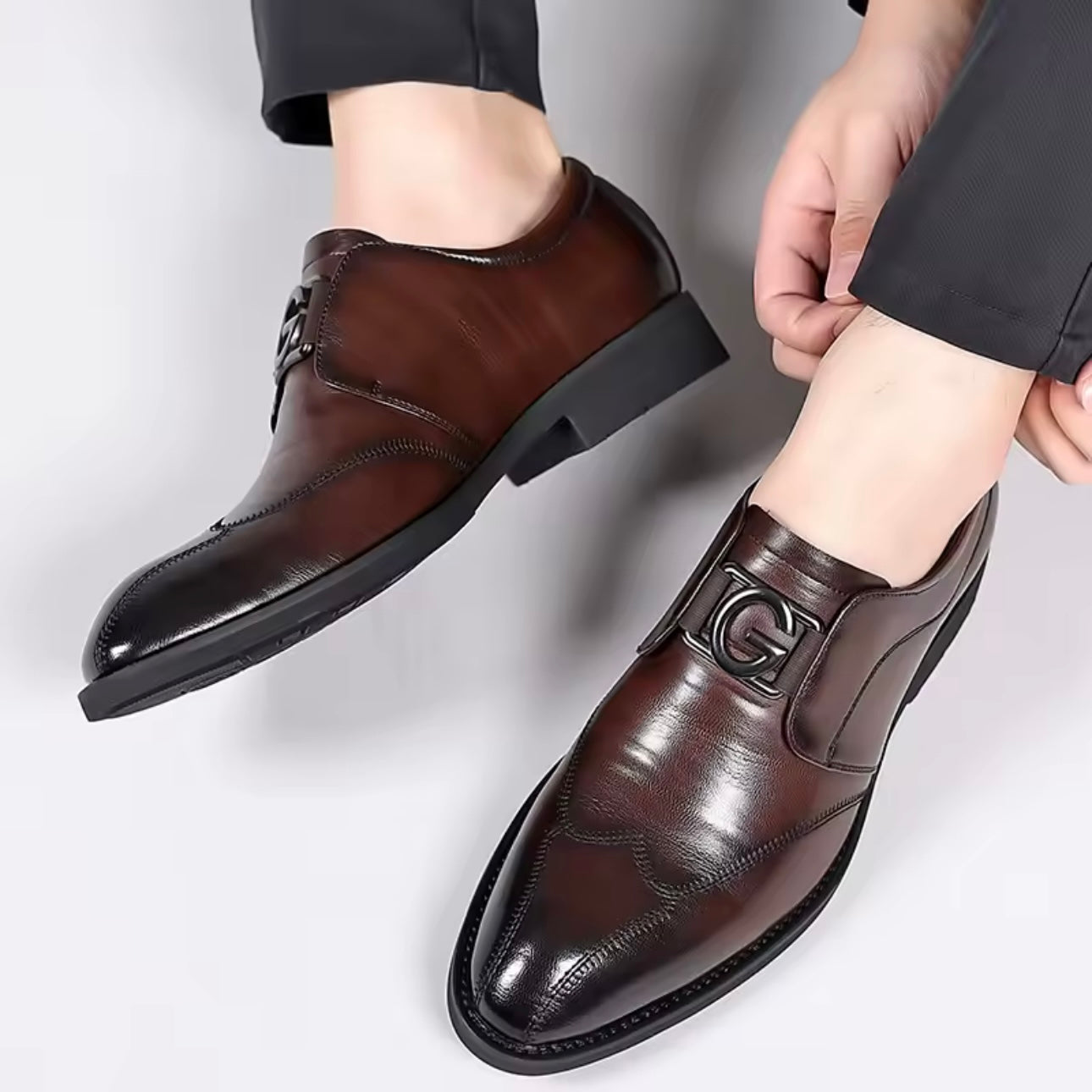 Dressade Monk Strap-Skor för Herr med Spänne och Vadderad Sula