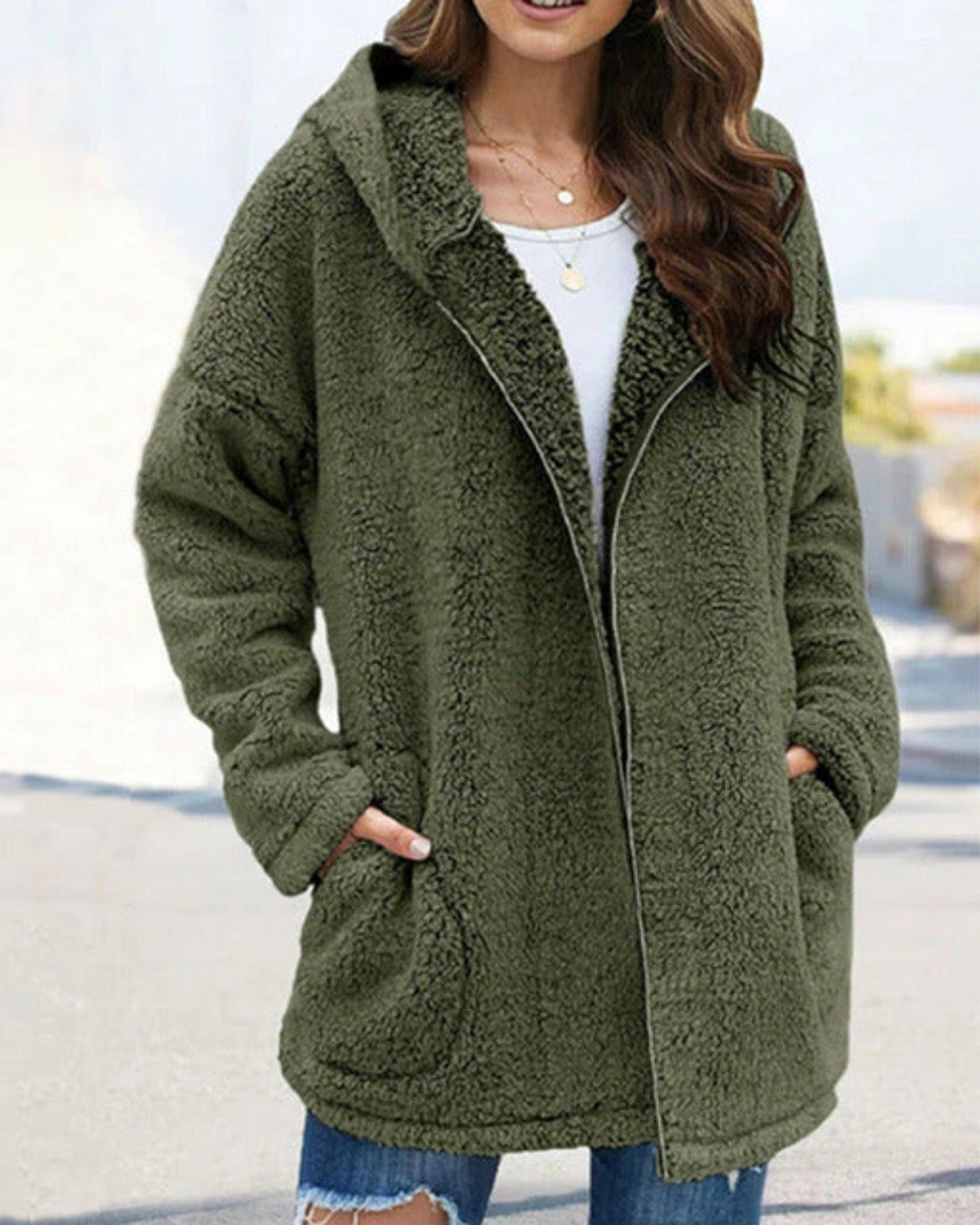 Dam Vinterrock Med Huva Och Fickor