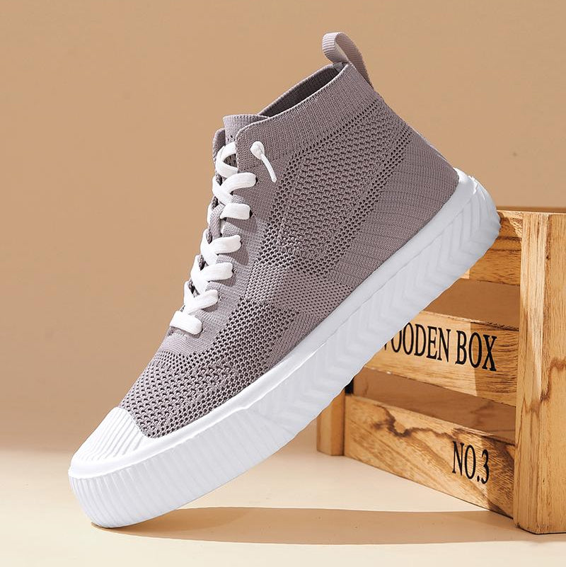 Herr Höga Sneakers Stickad Ovandel Ortopedisk Innersula Utan Knytning Snörning