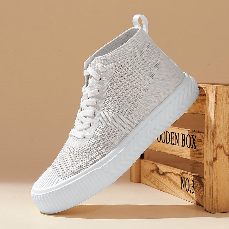 Herr Höga Sneakers Stickad Ovandel Ortopedisk Innersula Utan Knytning Snörning