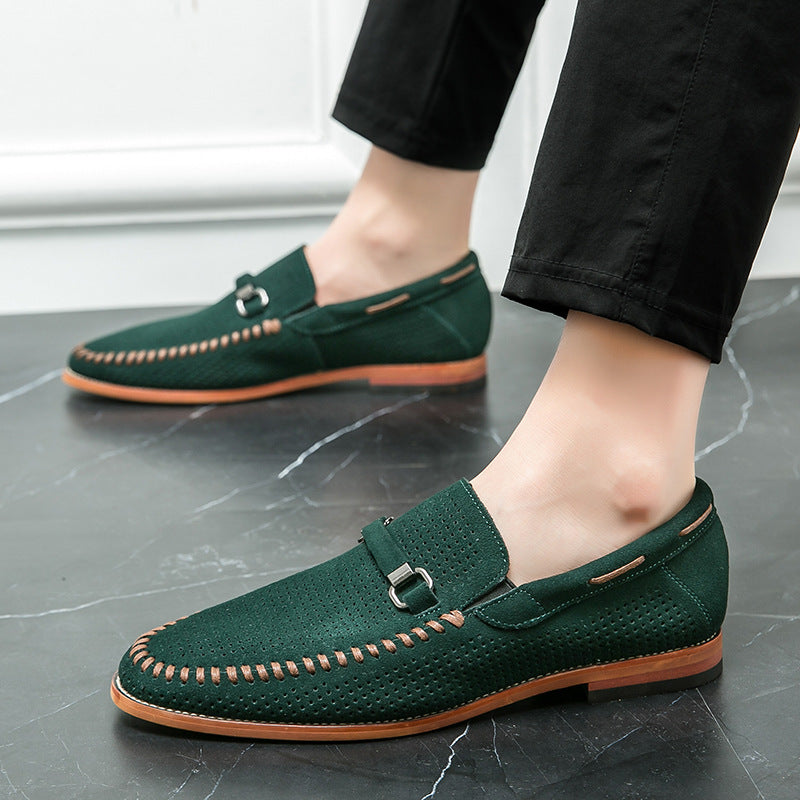 Herrloafers Med Perforerad Ovandel, Vadderad Insida, Metalldetaljer