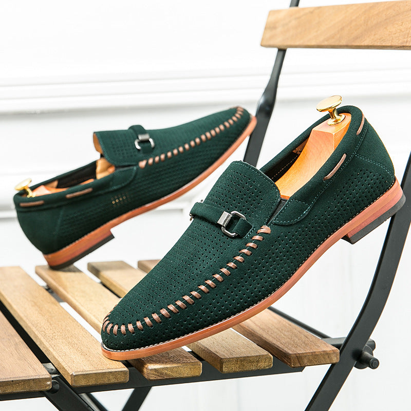 Herrloafers Med Perforerad Ovandel, Vadderad Insida, Metalldetaljer