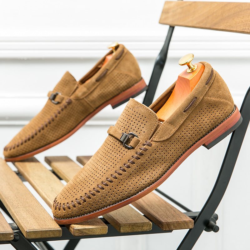 Herrloafers Med Perforerad Ovandel, Vadderad Insida, Metalldetaljer