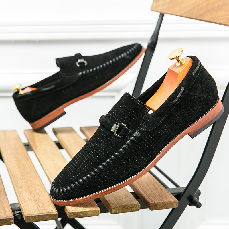 Herrloafers Med Perforerad Ovandel, Vadderad Insida, Metalldetaljer