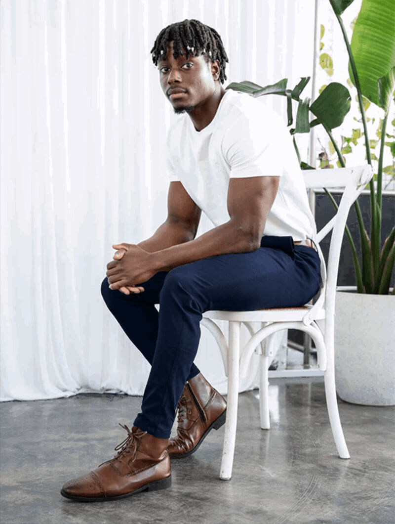 Herrbyxor Med Stretch, Slim Fit, Fyrvägsstretch, Blå