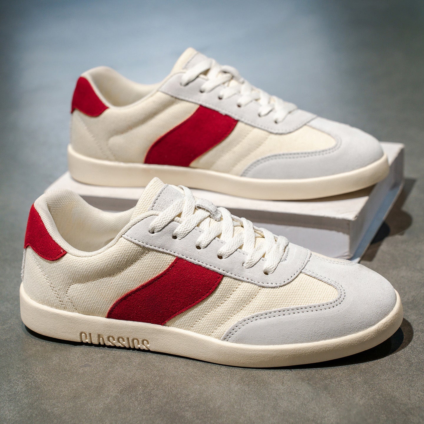 Herrsneakers Canvas-Ovandel Med Sidorand Och Eva-Sula
