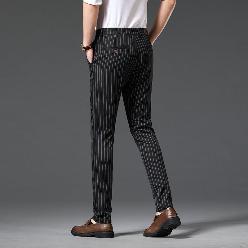 Herr Byxor Med Pinstripe Slim Fit och Midjehöjd