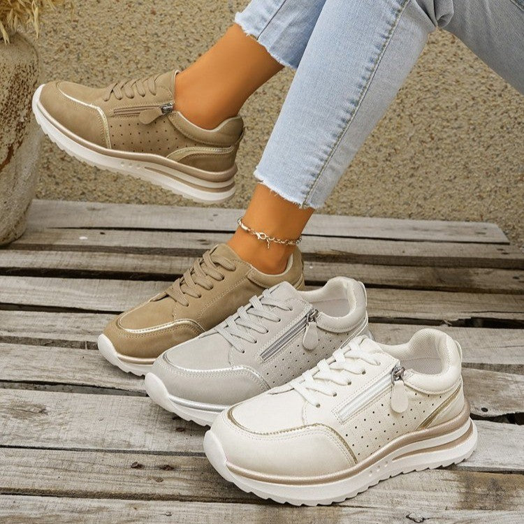 Damsneakers Med Hålfotsstöd Och Sidodragkedja