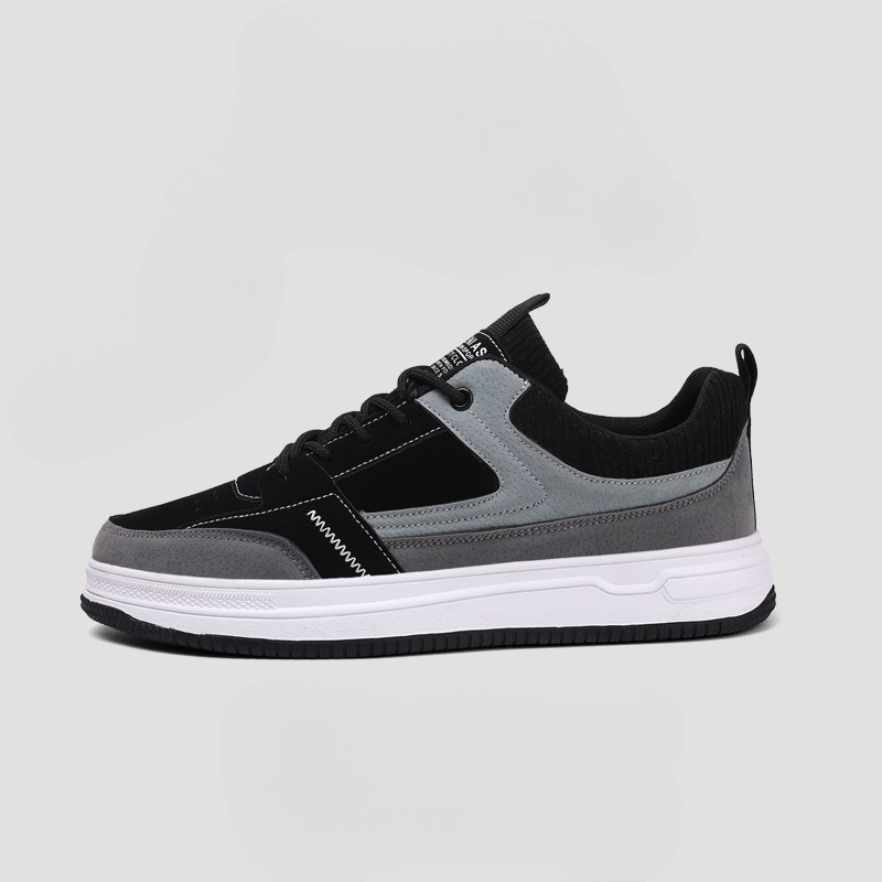 Herr Patchwork Sneakers med Vadderad Innersula och Snörning