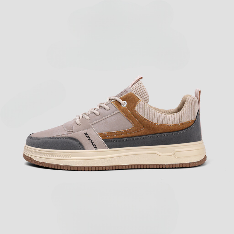 Herr Patchwork Sneakers med Vadderad Innersula och Snörning