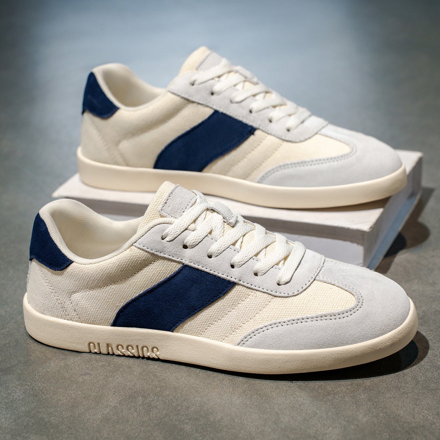 Herrsneakers Canvas-Ovandel Med Sidorand Och Eva-Sula