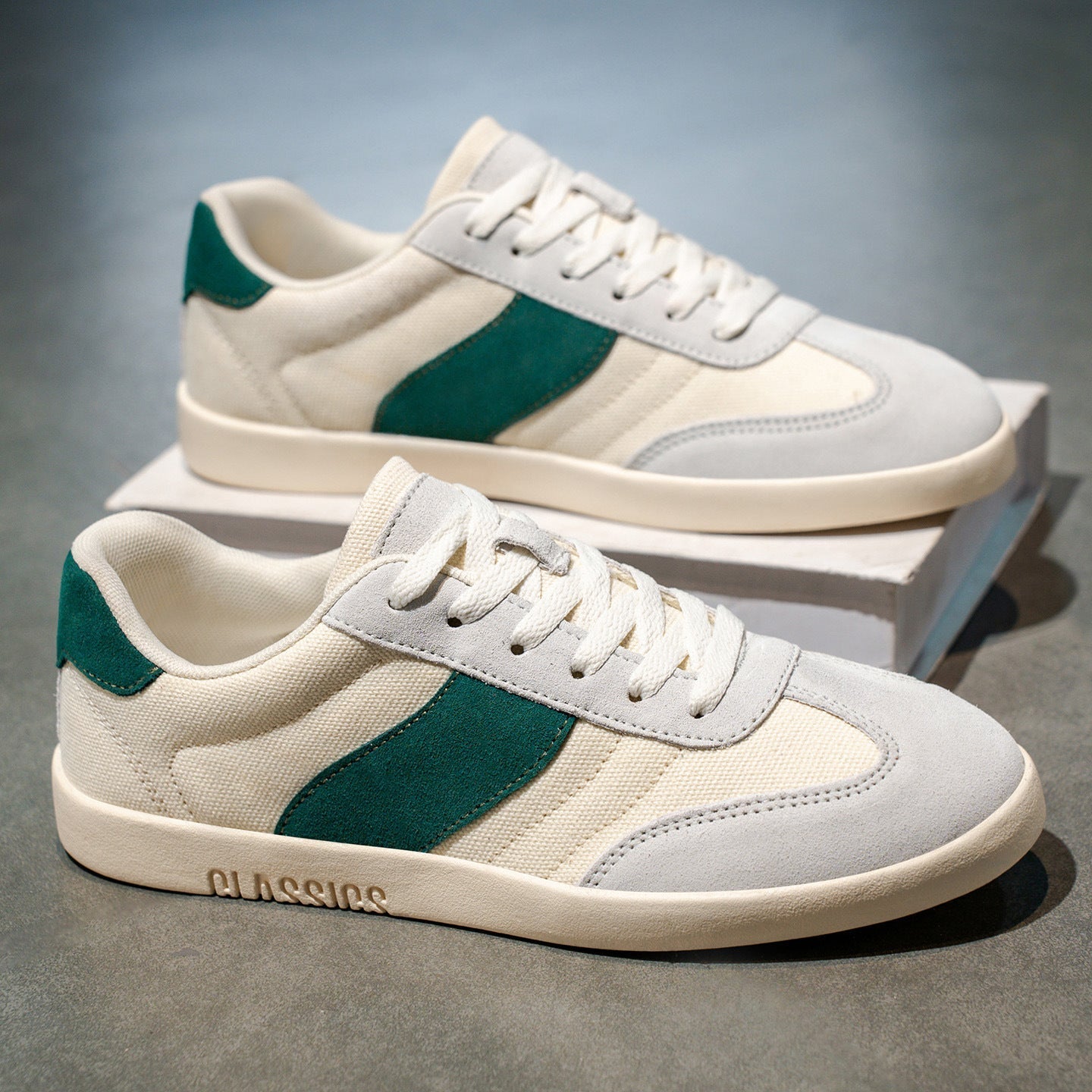 Herrsneakers Canvas-Ovandel Med Sidorand Och Eva-Sula