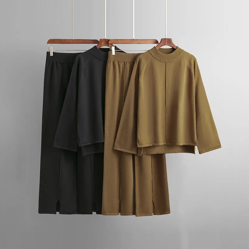 Loungewear-set för Dam med Rundhalsad Tröja och Vida Byxor