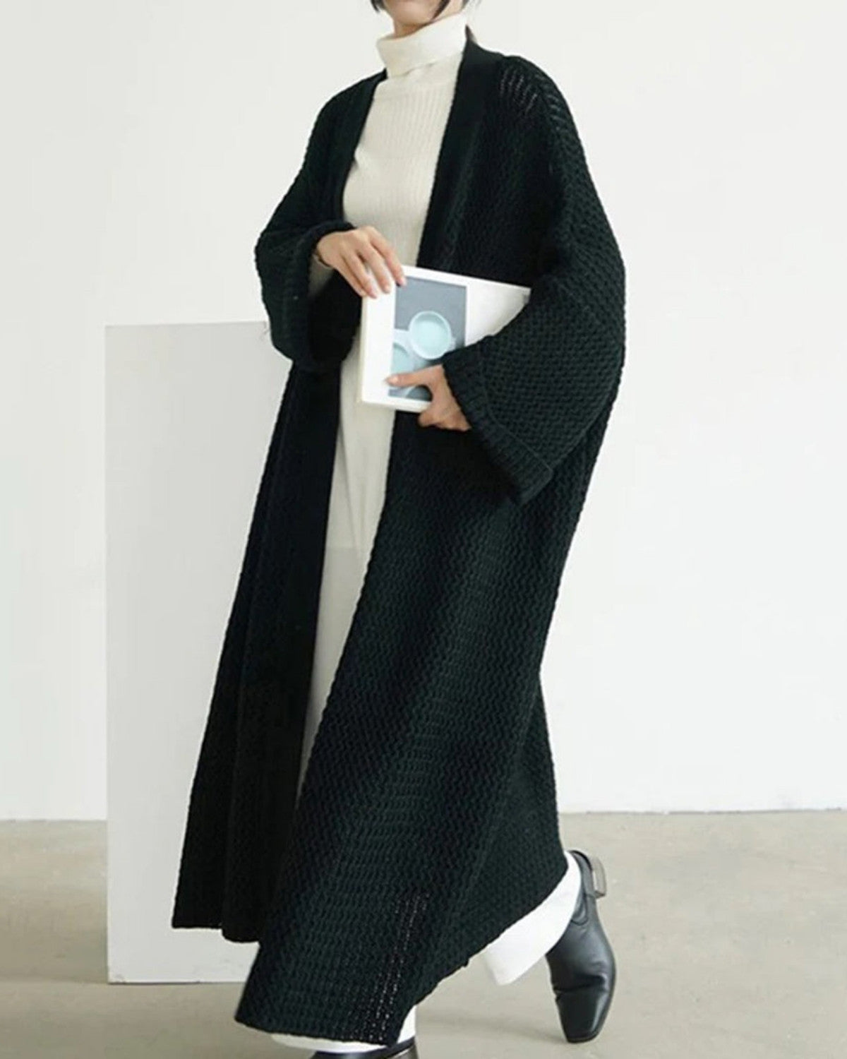 Kvinnor Vinter Oversized Stickad Cardigan Med Mönster