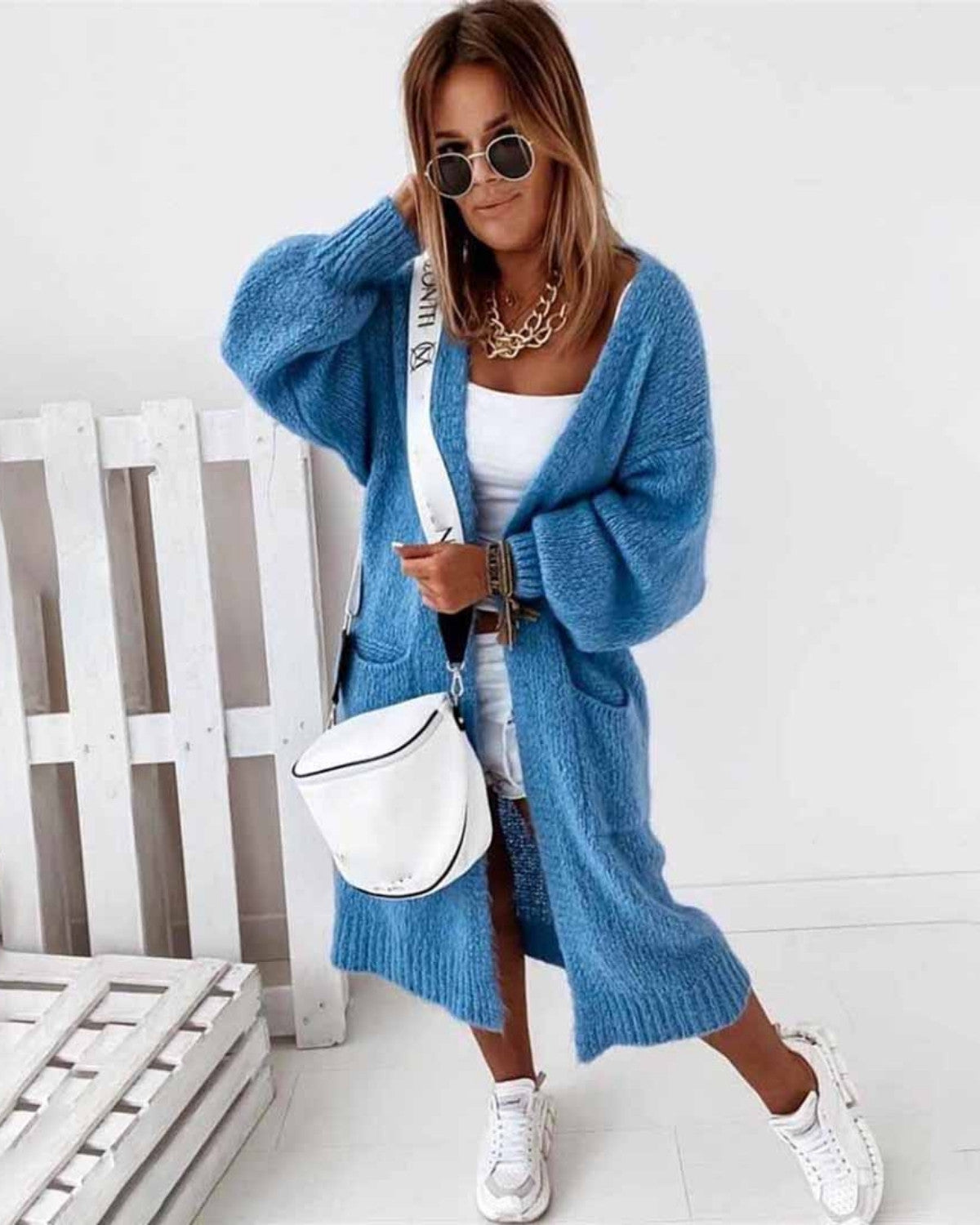 Dam Oversized Kofta Med Mjukt Tyg