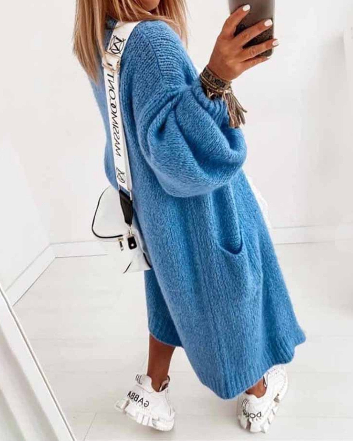 Dam Oversized Kofta Med Mjukt Tyg