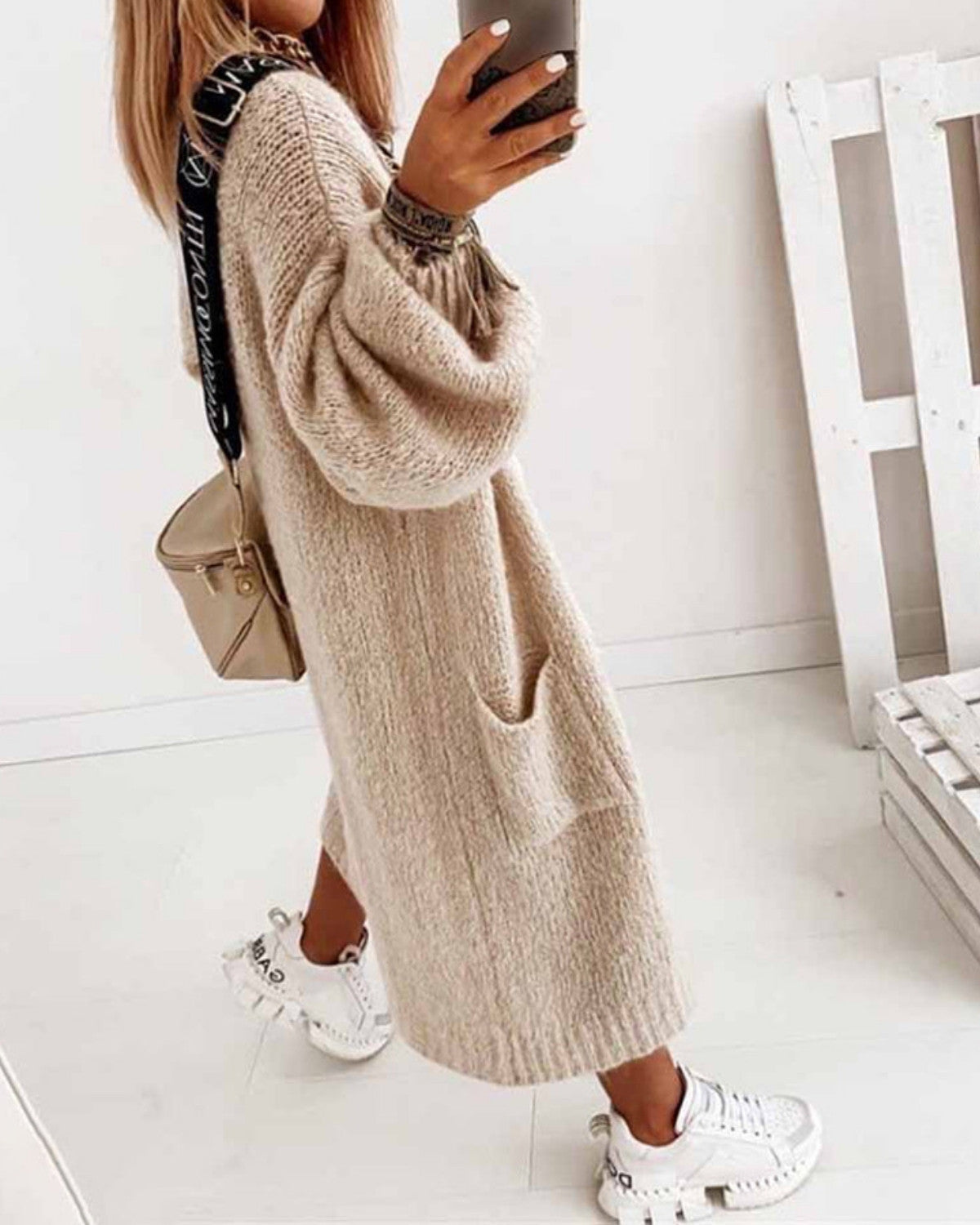 Dam Oversized Kofta Med Mjukt Tyg