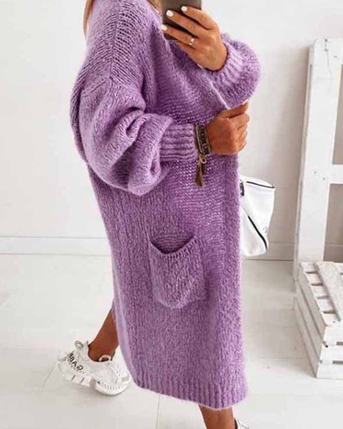 Dam Oversized Kofta Med Mjukt Tyg