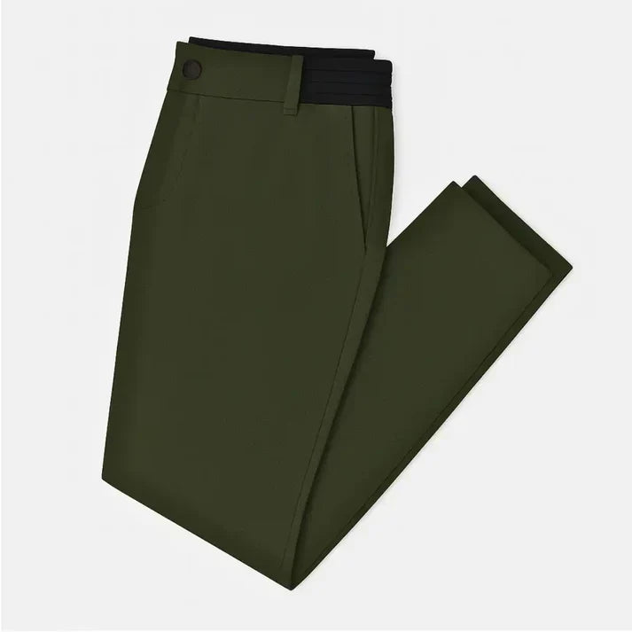 Herr Stretchbyxor Med Elastisk Midja och Slim Modern Passform
