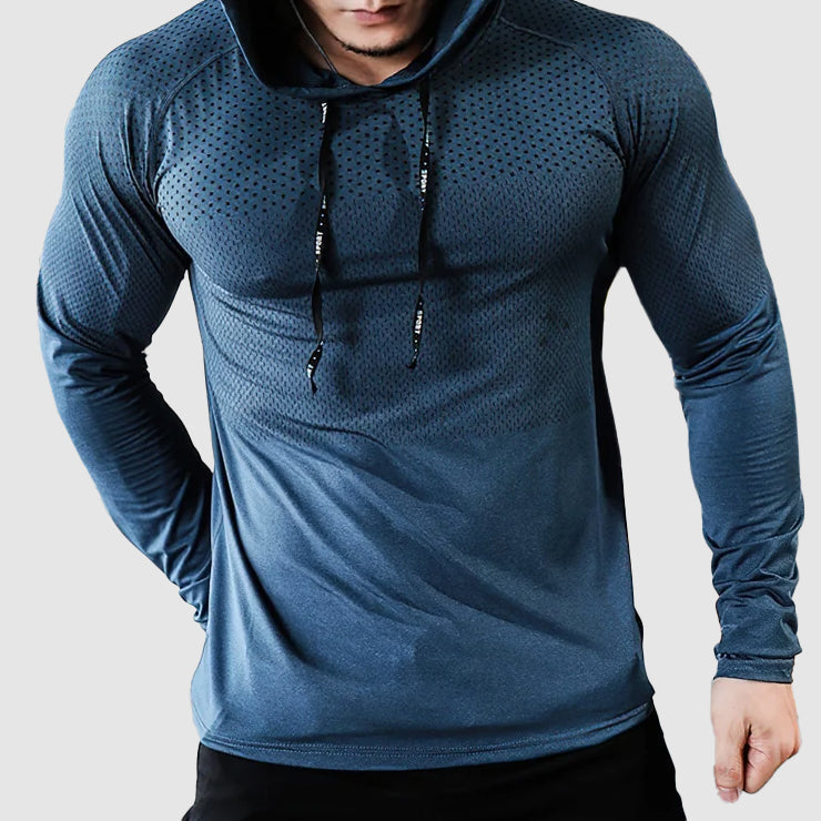 Herr Performance Gym Hoodie med Slim Fit och Quick-Dry Design