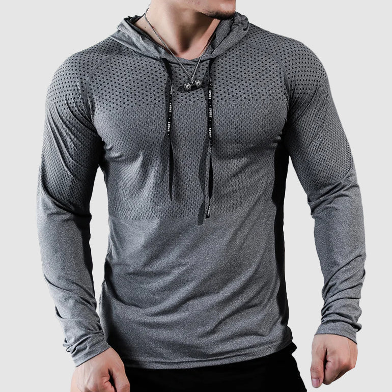 Herr Performance Gym Hoodie med Slim Fit och Quick-Dry Design