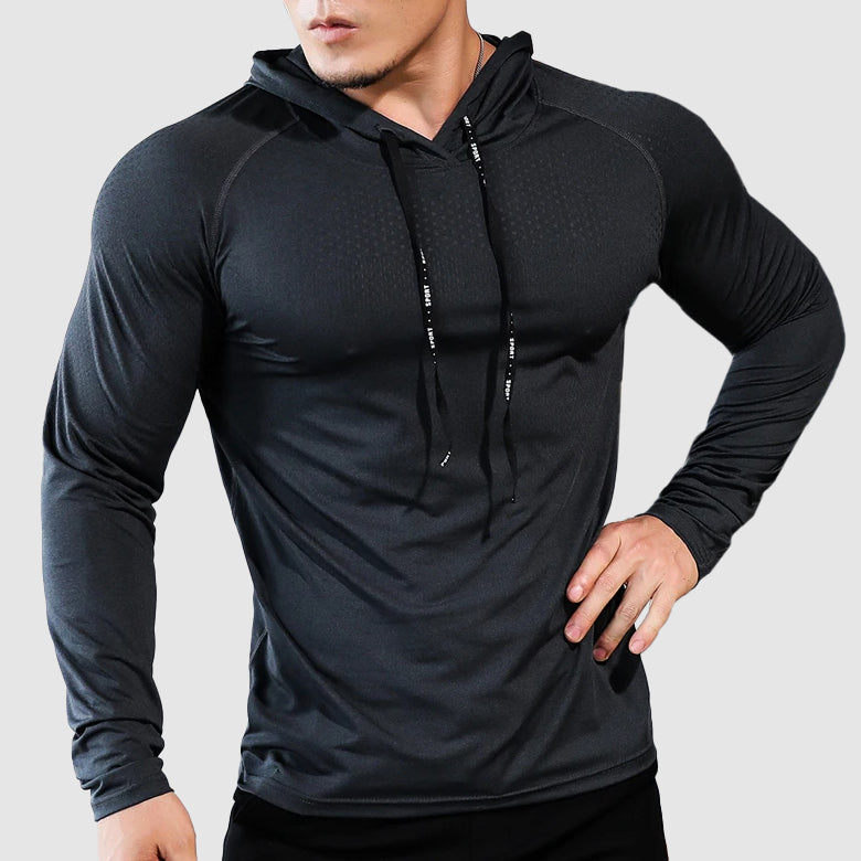 Herr Performance Gym Hoodie med Slim Fit och Quick-Dry Design