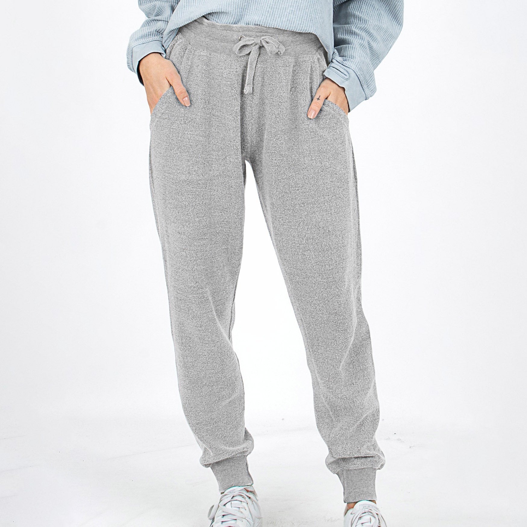 Kvinnors Joggingbyxa med Elastisk Midja och Ribbad Mudd