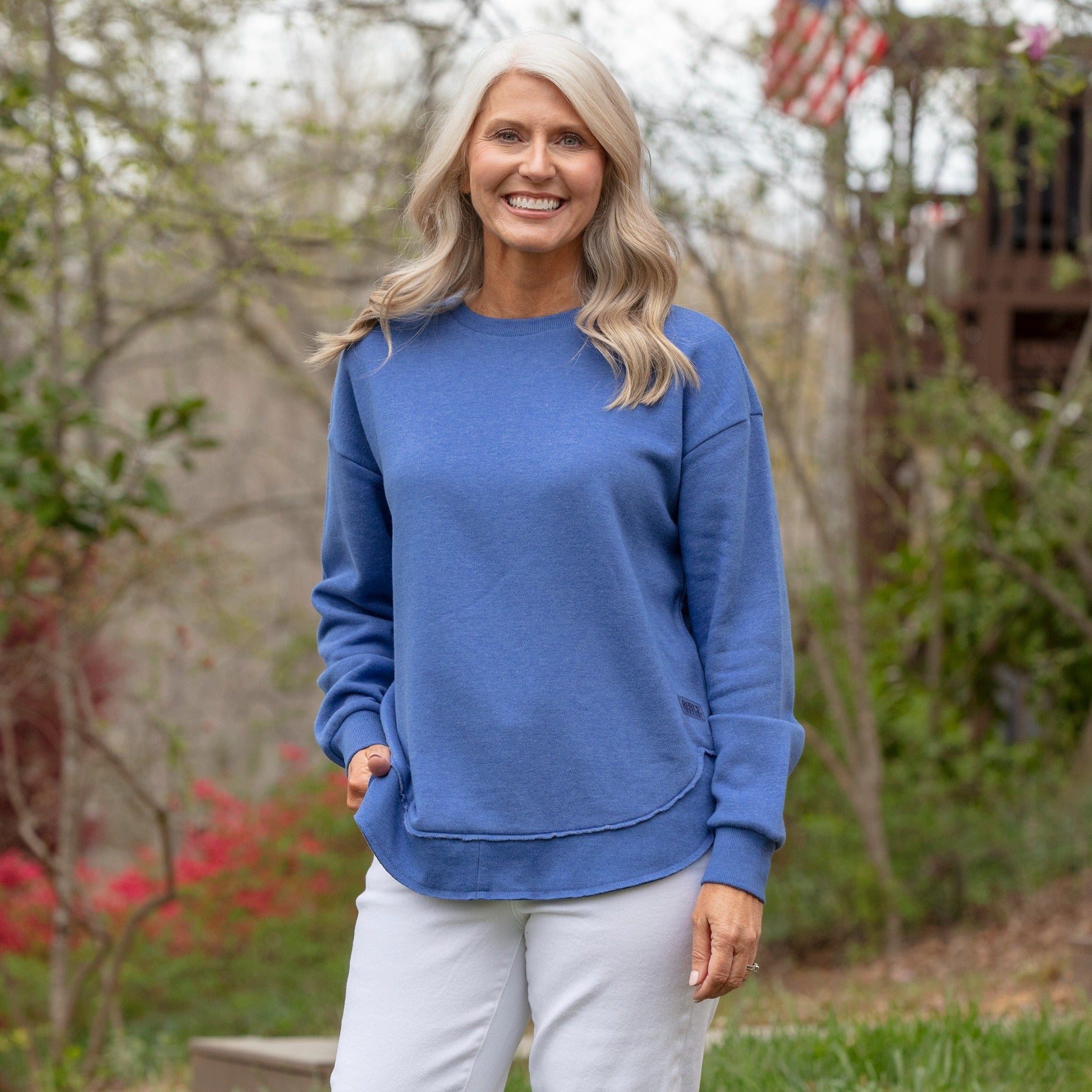 Kvinnor Poncho Fleece Med High-Low Kant Och Melange-Design