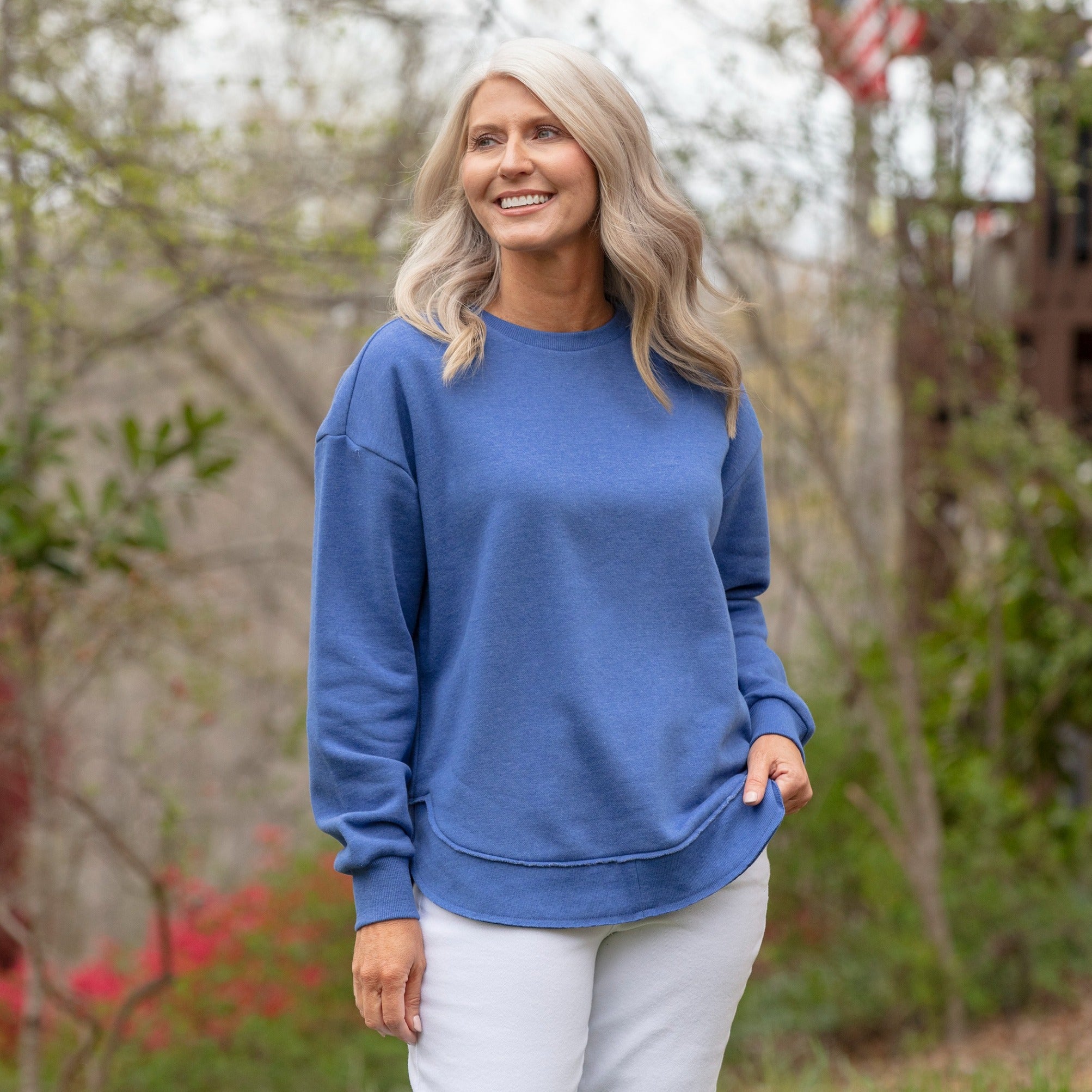 Kvinnor Poncho Fleece Med High-Low Kant Och Melange-Design