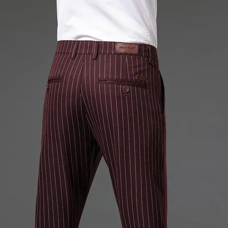 Herr Byxor Med Pinstripe Slim Fit och Midjehöjd