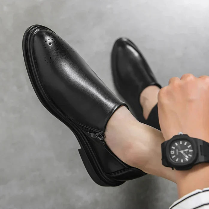 Loafers För Herr Med Brogue-Detalj, Sidoficka Och Vadderad Innersula