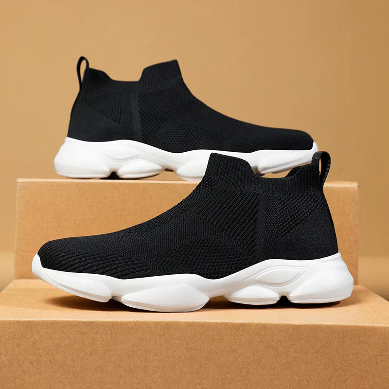 Herrsneakers med Strumpstil, Stickat Ovandel, Halkfri Sula