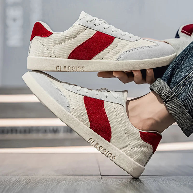 Herrsneakers Canvas-Ovandel Med Sidorand Och Eva-Sula