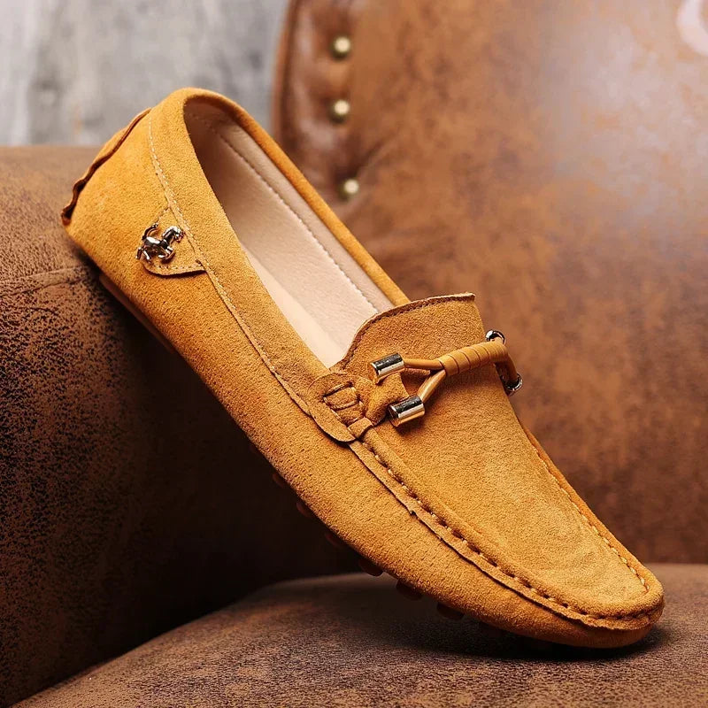 Loafers För Herr Med Mockaöverdel, Snurrad Rem Och Moc-Tå