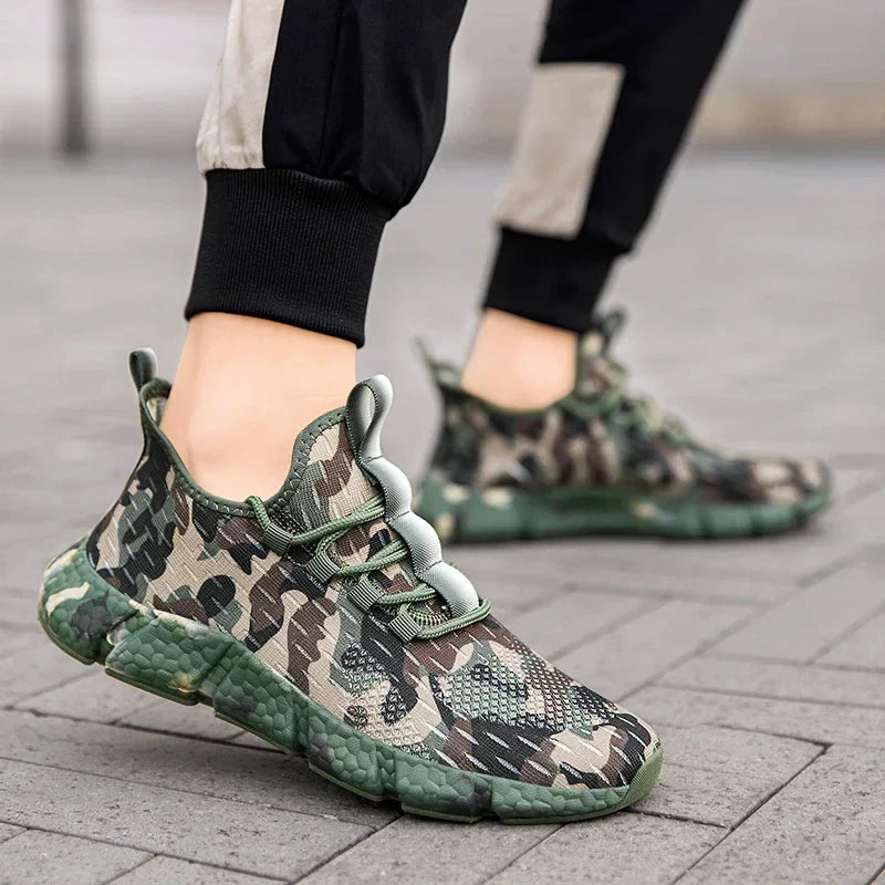 Herrsneakers Andasbart Mesh Kamouflagedesign Tjock Sula