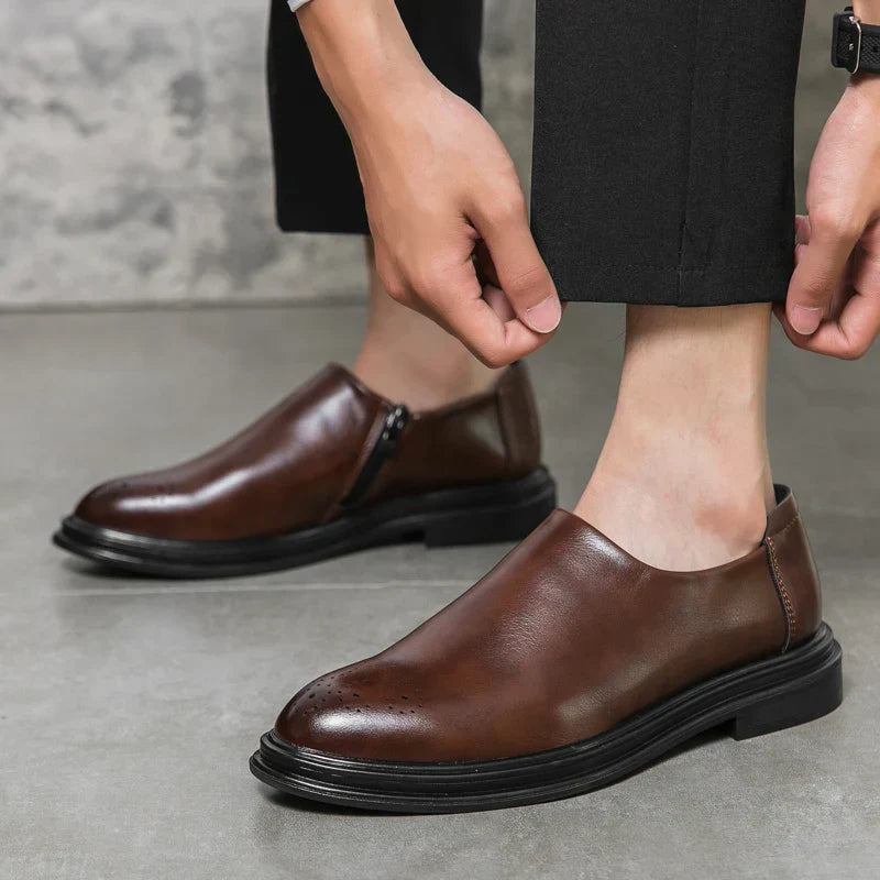 Loafers För Herr Med Brogue-Detalj, Sidoficka Och Vadderad Innersula