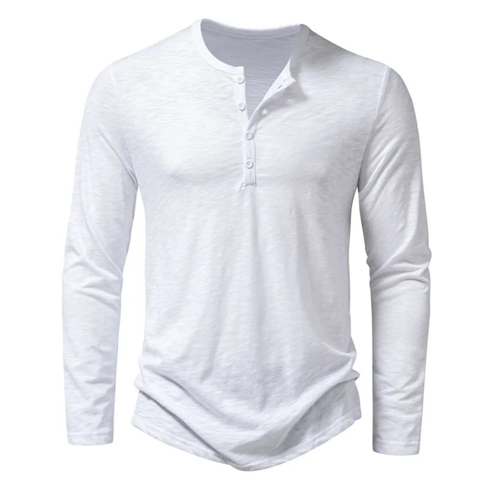 Herr Henley-tröja Slim Fit Långärmad