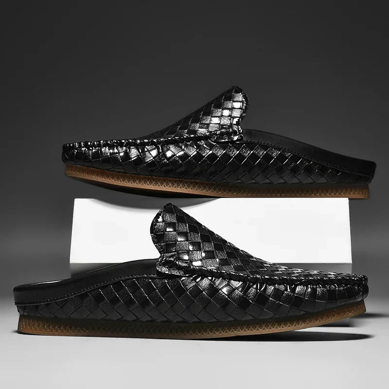 Herr Slip On Läder Slides Vadderad Fotbädd