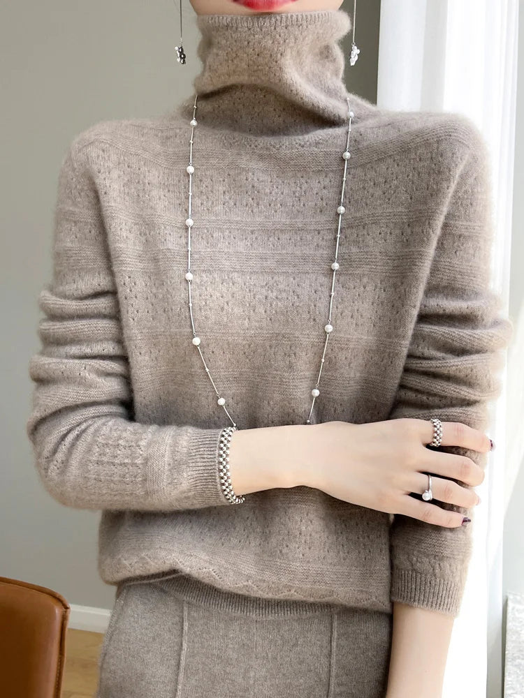 Damtröja Med Polotröja Och Subtilt Mönster