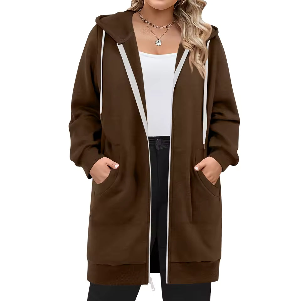 Kvinna Hoodie Med Huva och Frampåsar