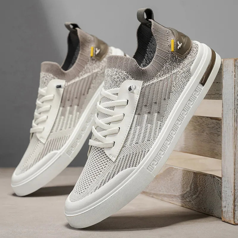 Herr Stickade Sneakers Med Tvåfärgad Design Och EVA-Innersula
