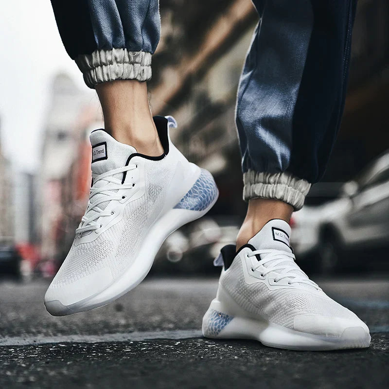 Herrsneakers Andningsbara Mesh-Detaljer, Dämpade Sular, Lätta