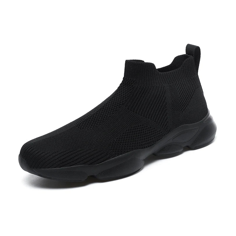Herrsneakers med Strumpstil, Stickat Ovandel, Halkfri Sula