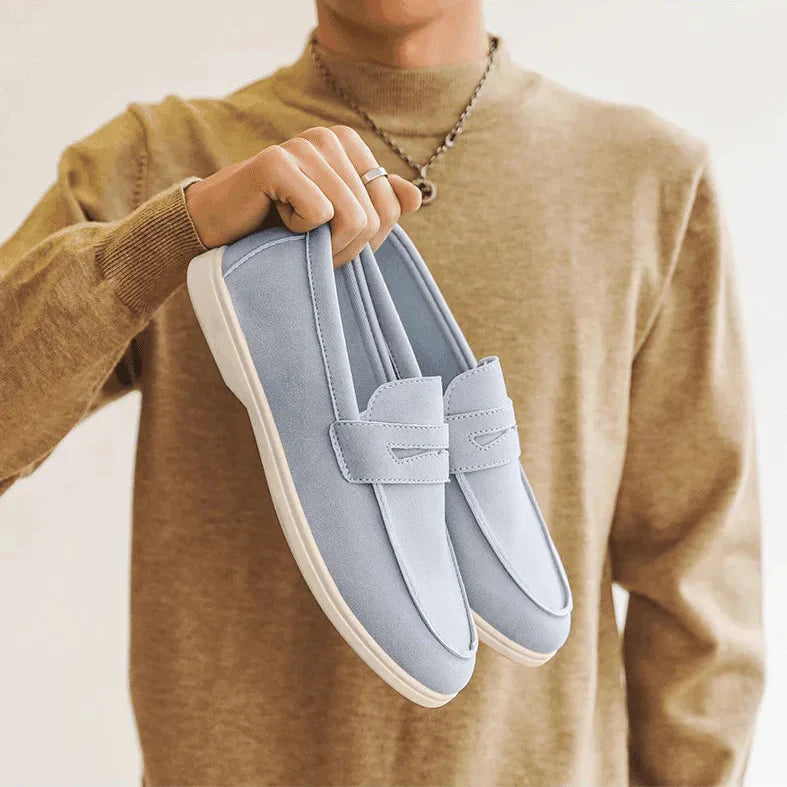 Herr Loafers i Konstmocka med Handsydda Sömmar och Dämpad Innersula