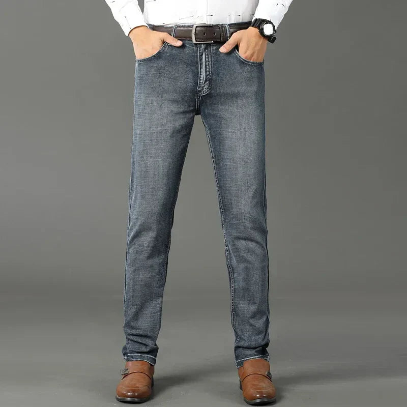 Herr Jeans Rak Ben Midjehöjd Förstärkta Söm