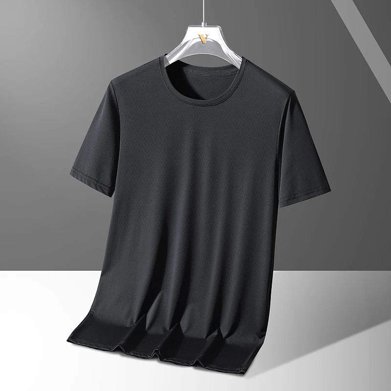 Herr T-shirt Snabbtorkande Stretch Passform Rund Halsringning